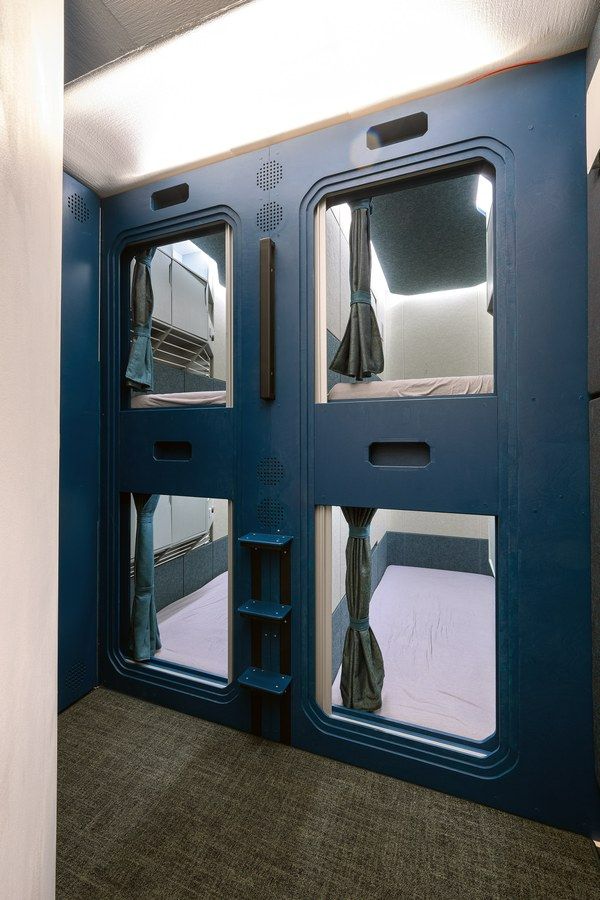 The sleeping area in FLEXhab includes four small padded sleeping berths.