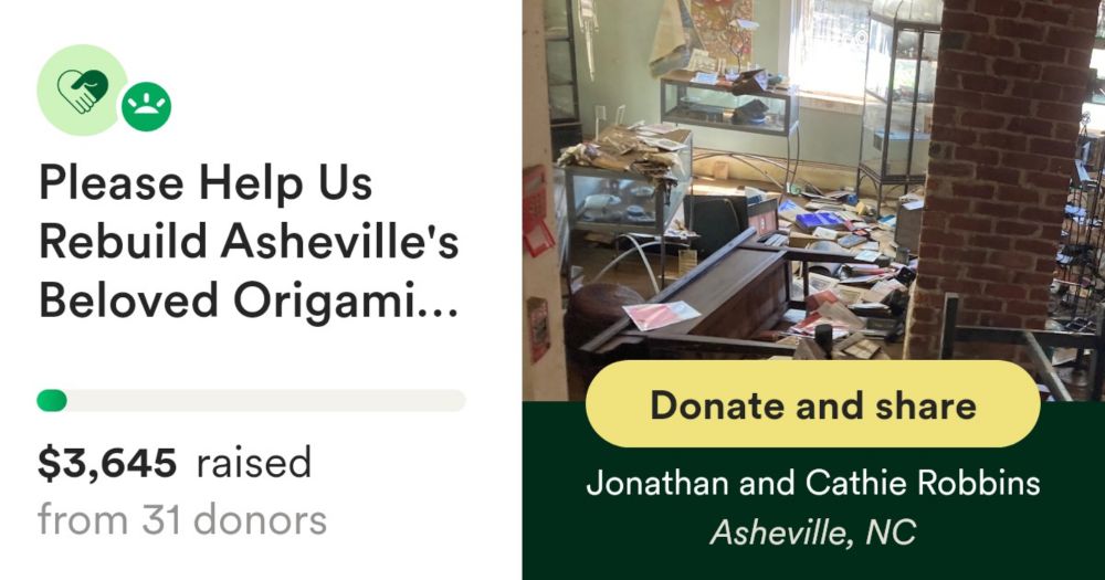 Donate to Please Help Us Rebuild Asheville's Beloved Origami Ink, organized by Jonathan and Cathie Robbins