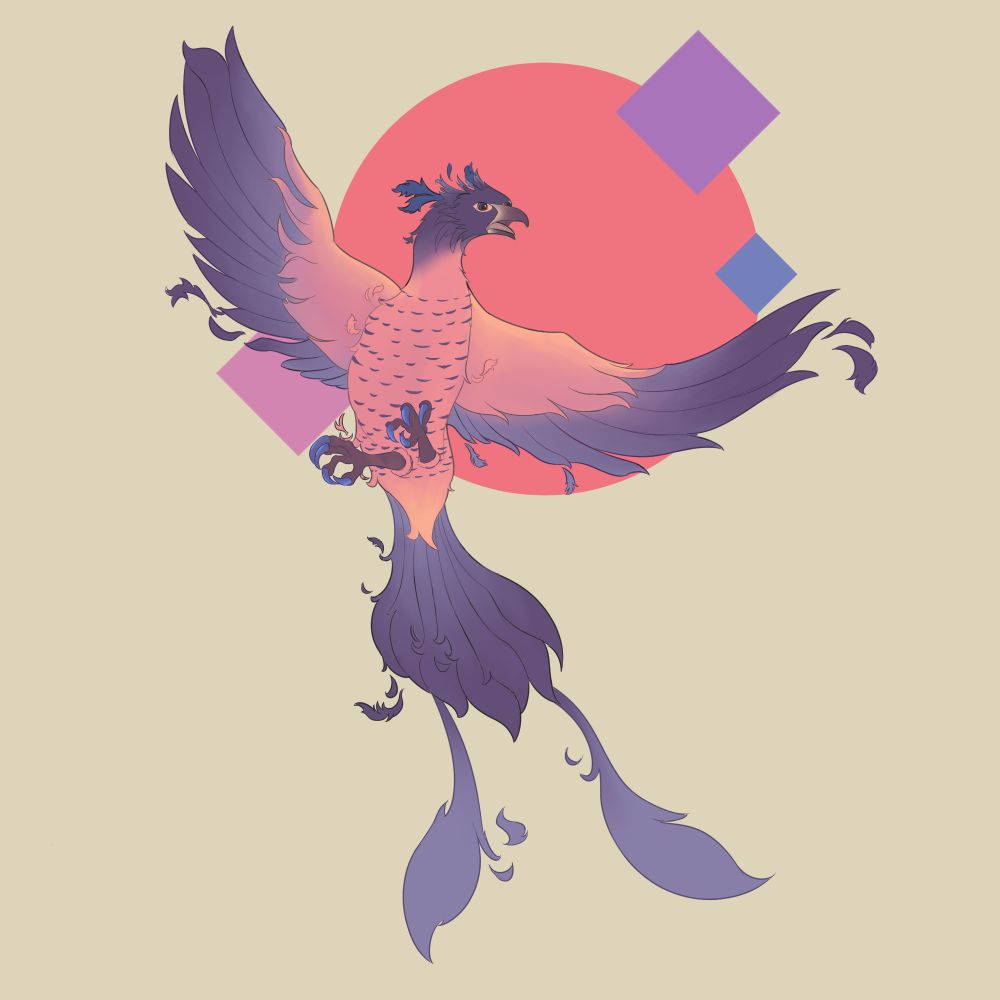 Phoenix with a strawberry inspired color palette