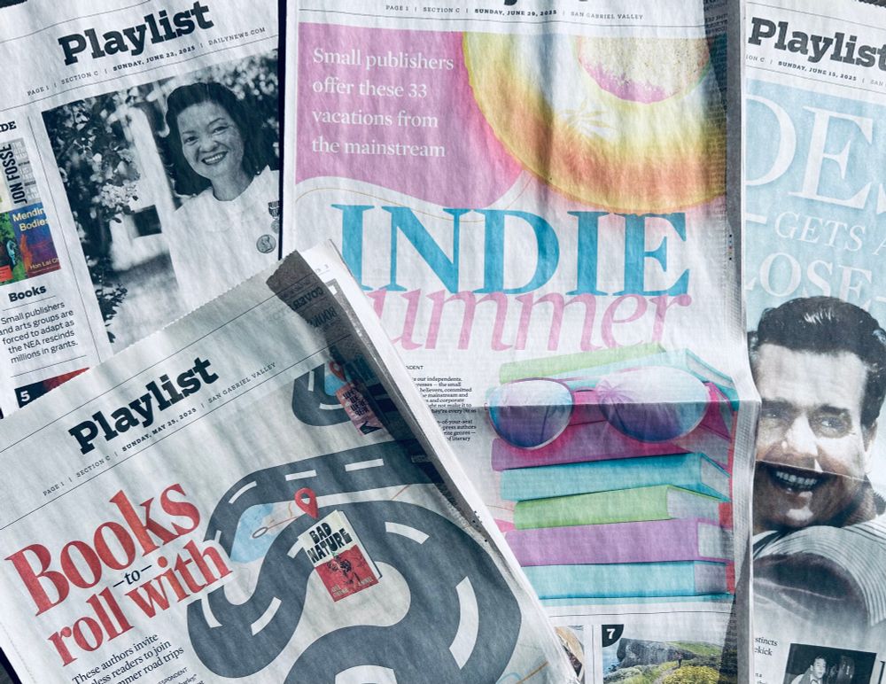 Images of the Southern California News Group Playlist print sections featuring stories about books as the cover story.