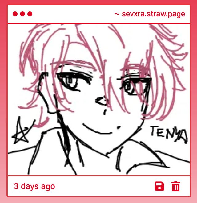 strawpage gimmick featuring a shoulders up drawing of Tenya Minami from Hanakare.