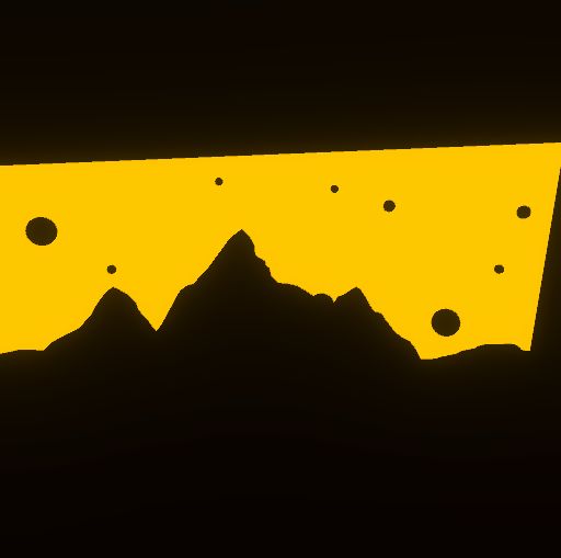 screen for DAEMON showing a rocky silhouette against a yellow background