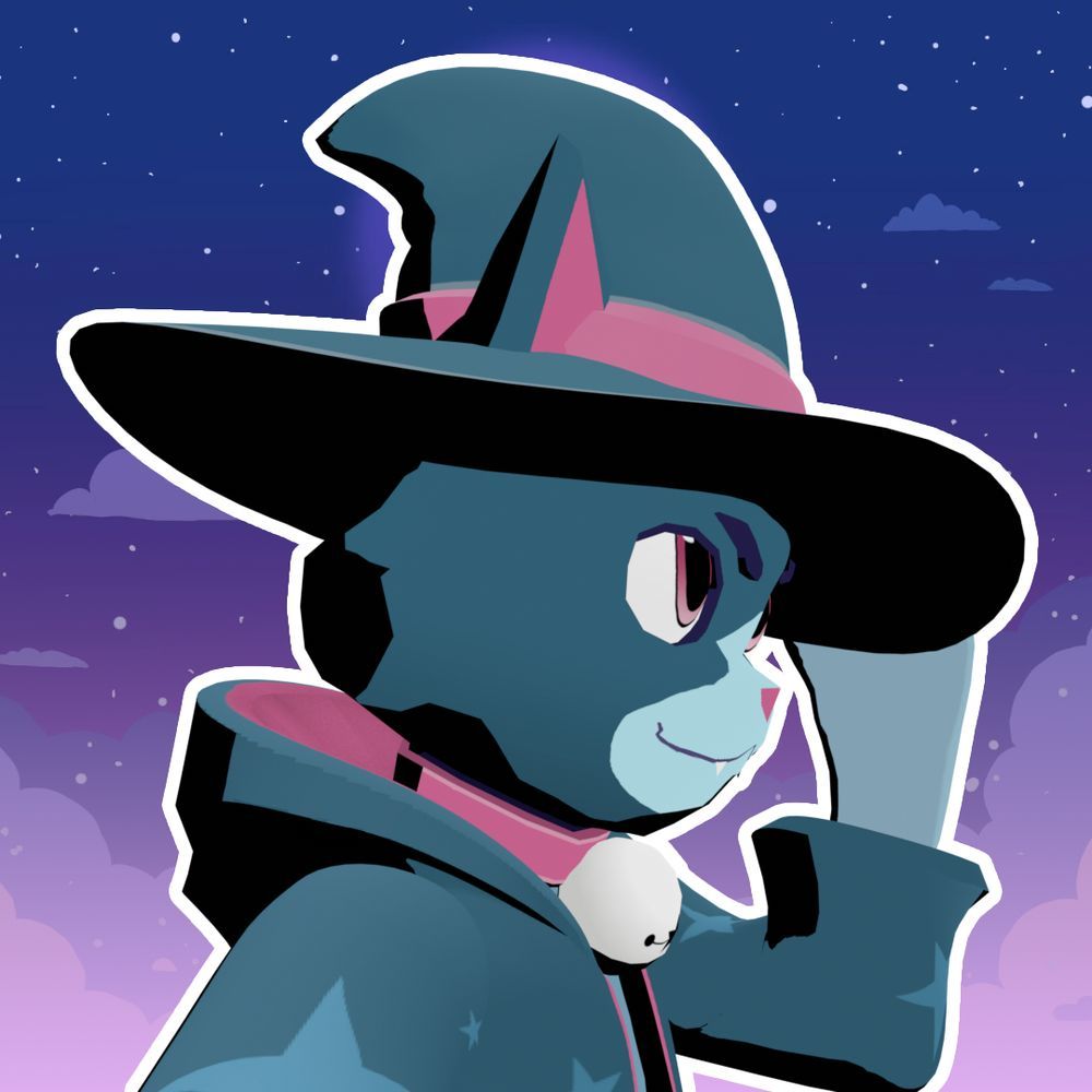 3d model of a cat in a wizard hat