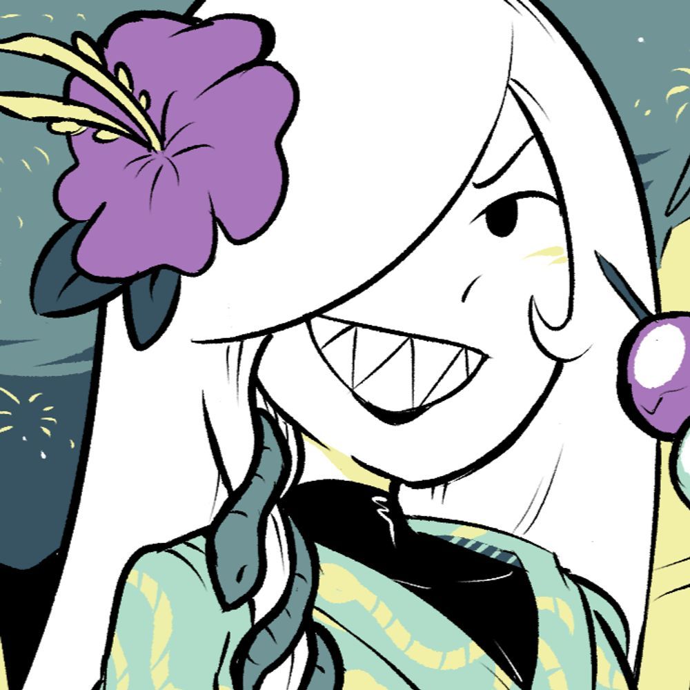 illustration of person with a snake and flower in their hair