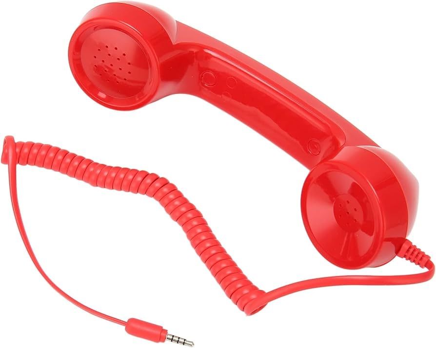 red wired phone receiver