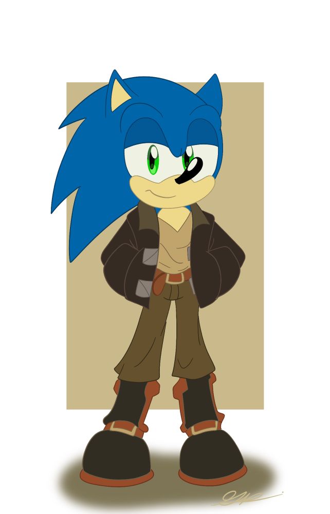 A fan art of Sonic dressed as the main character from Disney “Treasure Planet” 