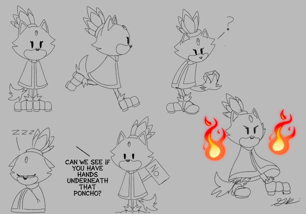 Random sketches of my own version of Blaze if she were a mini rpg character 