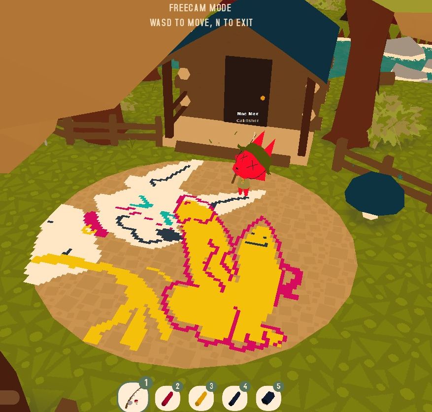 i drew a fish with a giant hulking penis on a white dog's face who is pissing in the webfishing game