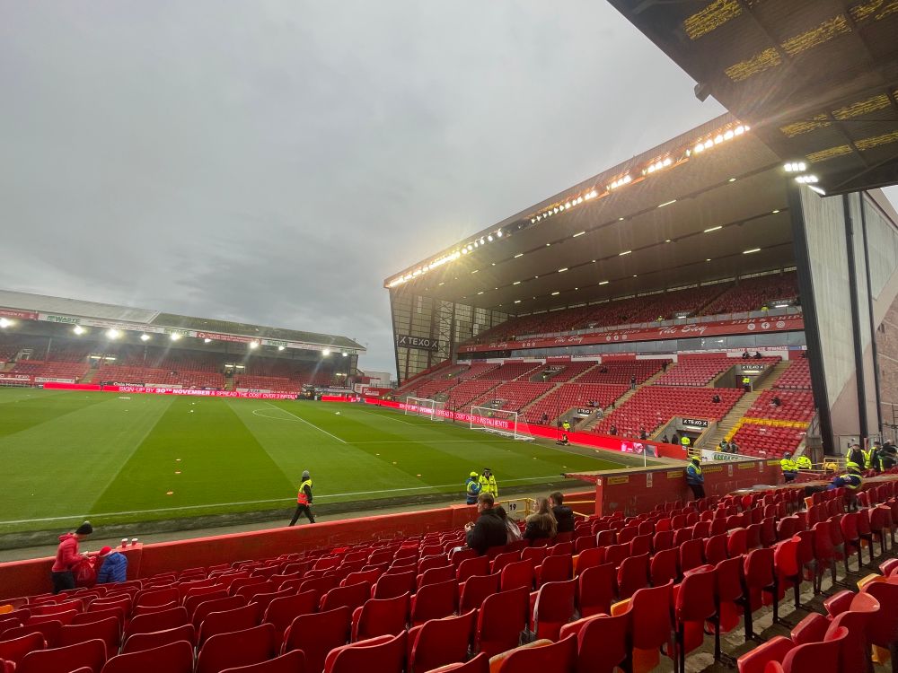 West end of the Main Stand and the RDS at Pittodrie