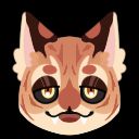An orange tiger shaped like the top half of an egg. He has sleepy eyes and a lazy mouth open.