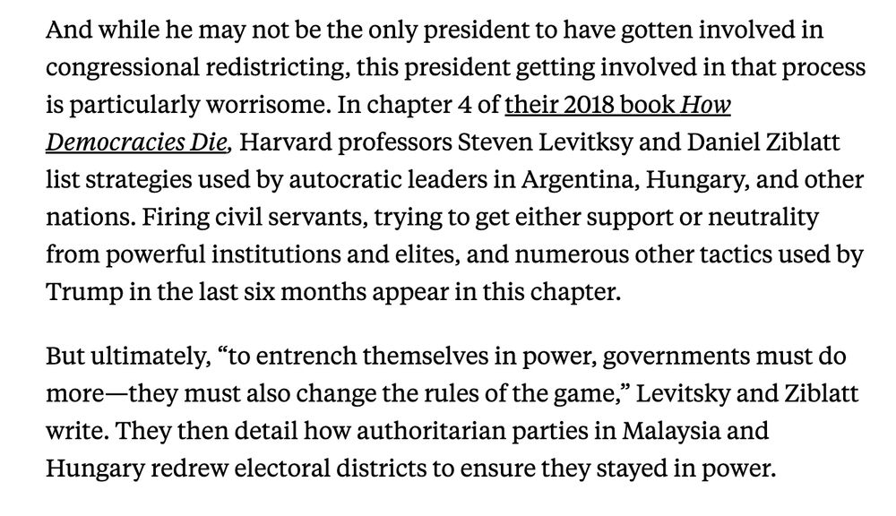 Harvard democracy professors argue gerrymandering and other changes to electoral rules are part of the playbook of authoritarian leaders. 