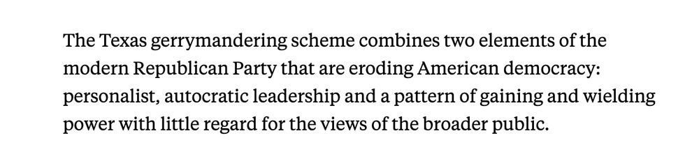 Text describes the radicalism of Republicans' move to gerrymander the state's congressional districts. 