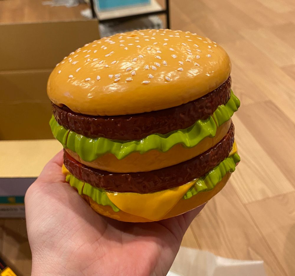 A plastic burger