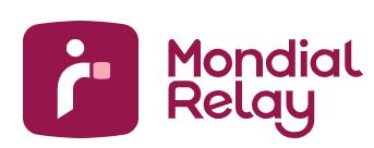 Logo de Mondial Relay présentant un symbole de personne donnant un colis blanc sur fond rouge