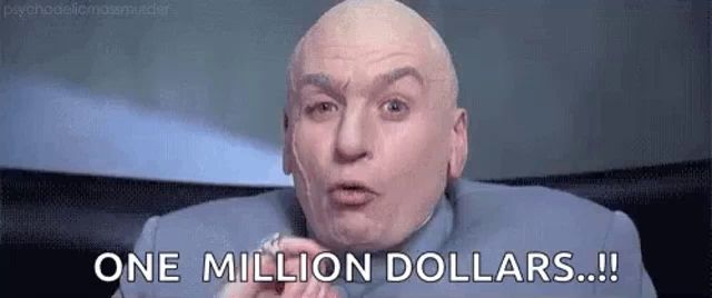 a bald man is holding a ring in his hand and saying `` one million dollars ... '' .