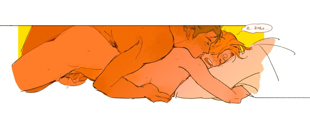 nude drawing of Zoro and Sanji in female version.