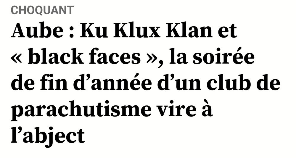 Aube : Ku Klux Klan et « black faces », la soirée de fin d’année d’un club de parachutisme vire à l’abject