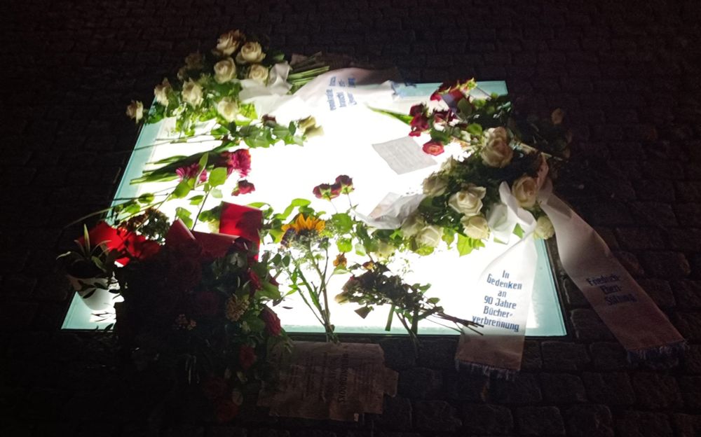 Memorial in Bebelplatz (formerly Opernplatz), Berlin, 10.05.2023: "In memory of 90 years of book-burning".