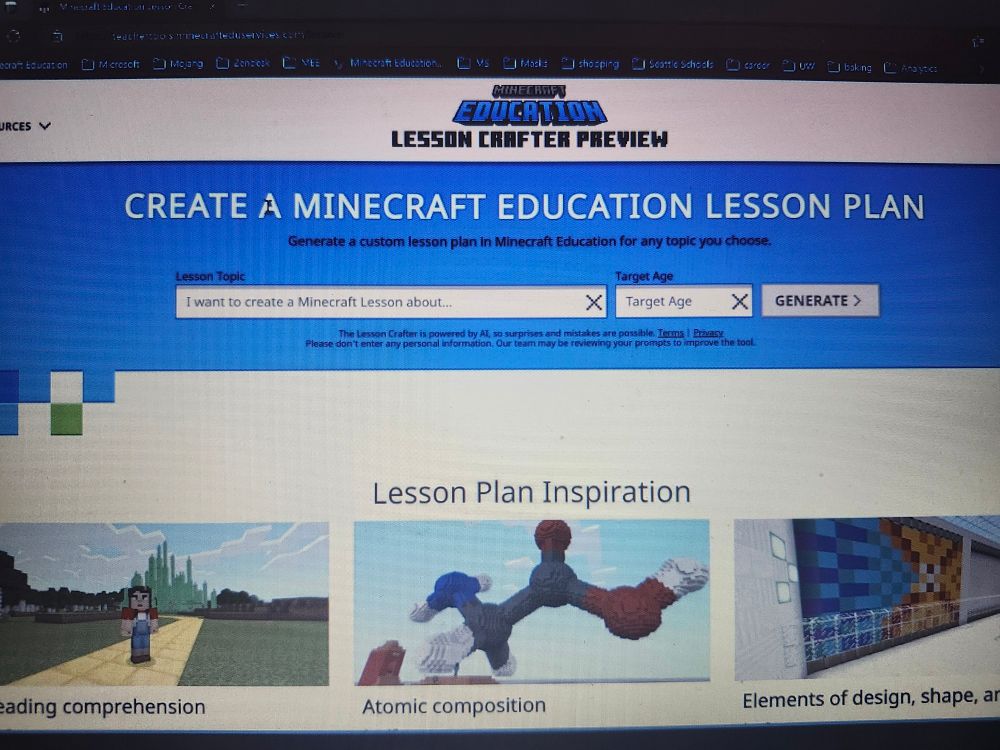 Photo of Create a Minecraft education lesson plan webpage