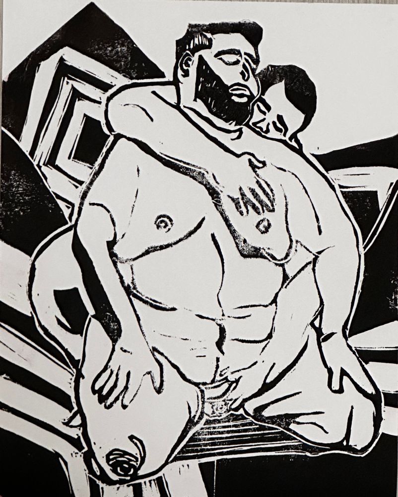 Two men embraced 