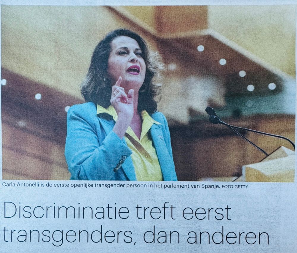 Opiniestuk in dagblad Trouw door voormalig Tweede Kamerleden Vera Bergkamp (D66), Kirsten van den Hul (PvdA) en Nevin Özütok (GroenLinks): “Discriminatie treft eerst transgenders, dan anderen”, de titel.