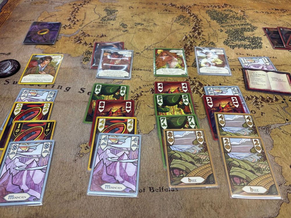 New line of cards drawn for the second trick of Chapter 3 of The Fellowship of the Ring TTG. I think I am already struggling with how to play out this round