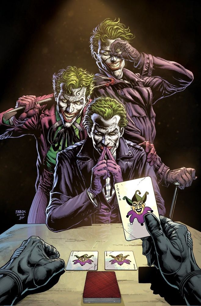 Artwork showing three jokers