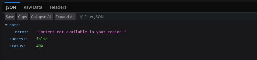 JSON saying content not available in your region