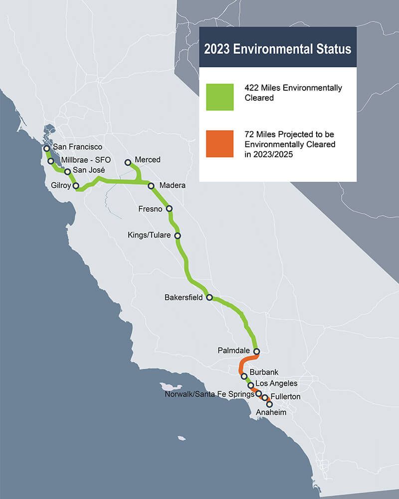 Map of California high speed rail. 
