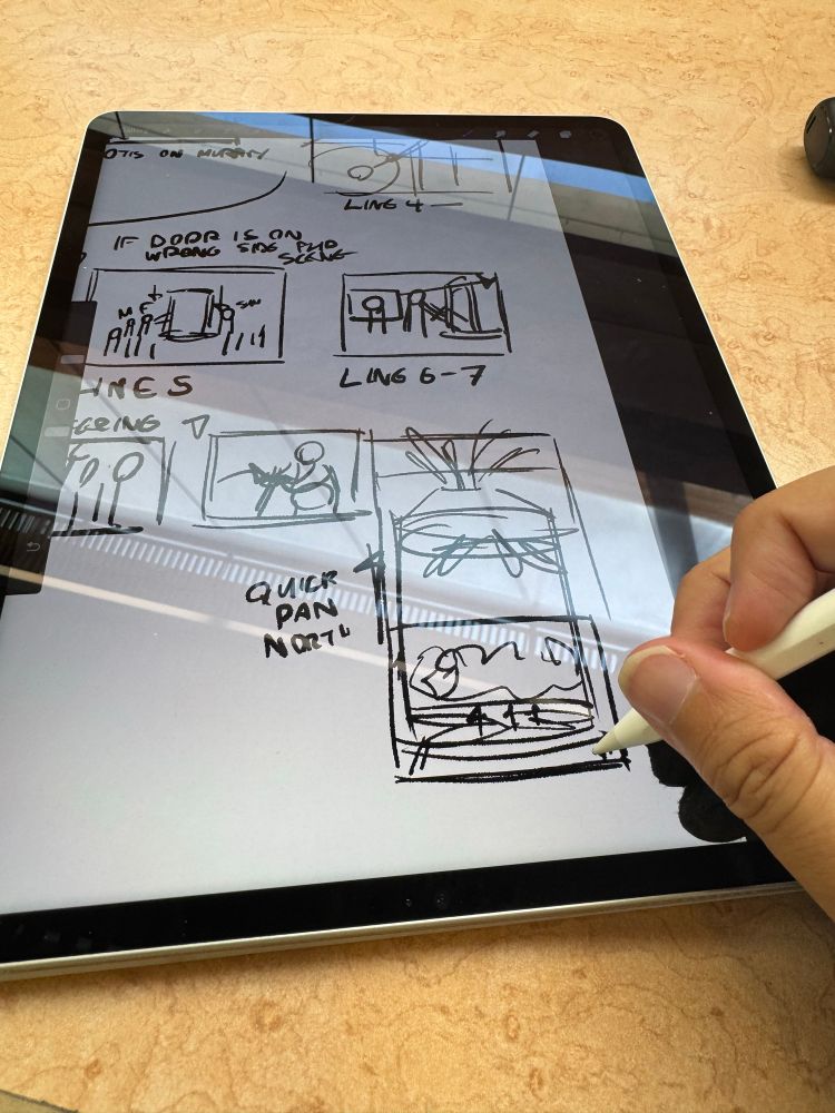 Me thumbnailing a sequence on my iPad.