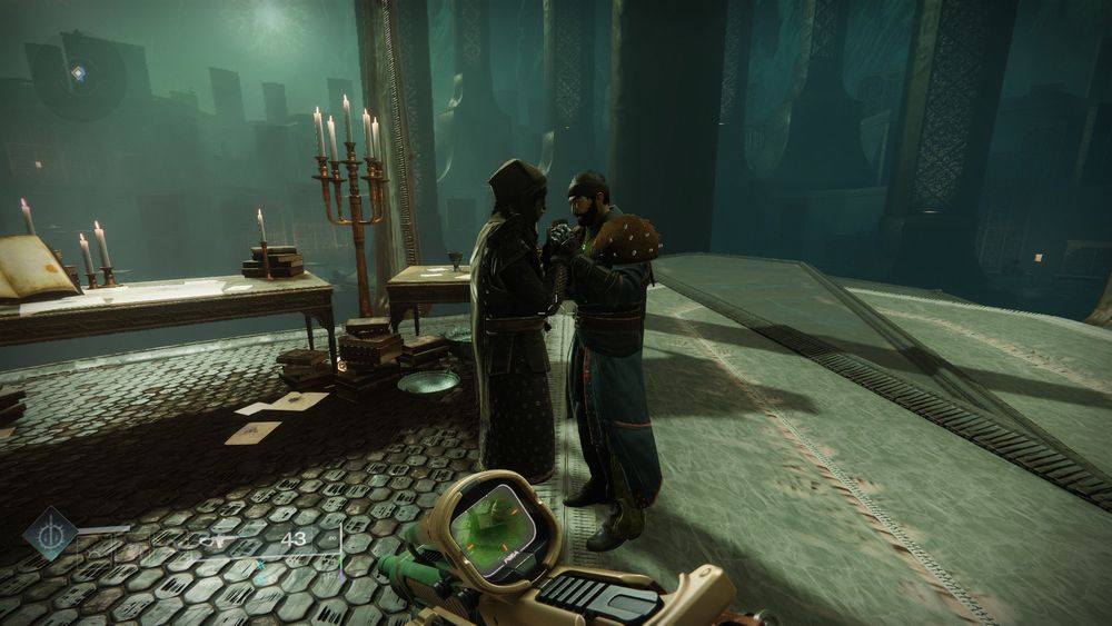 The Drifter and Eris Morn embracing after reuniting in Destiny 2: Episode Heresy Act II