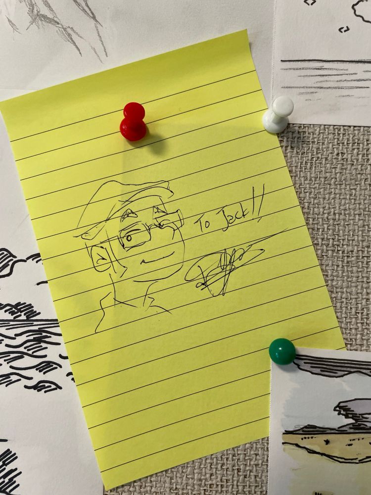 A drawing of denver jackson with an autograph and the words 'to Jack!!' 