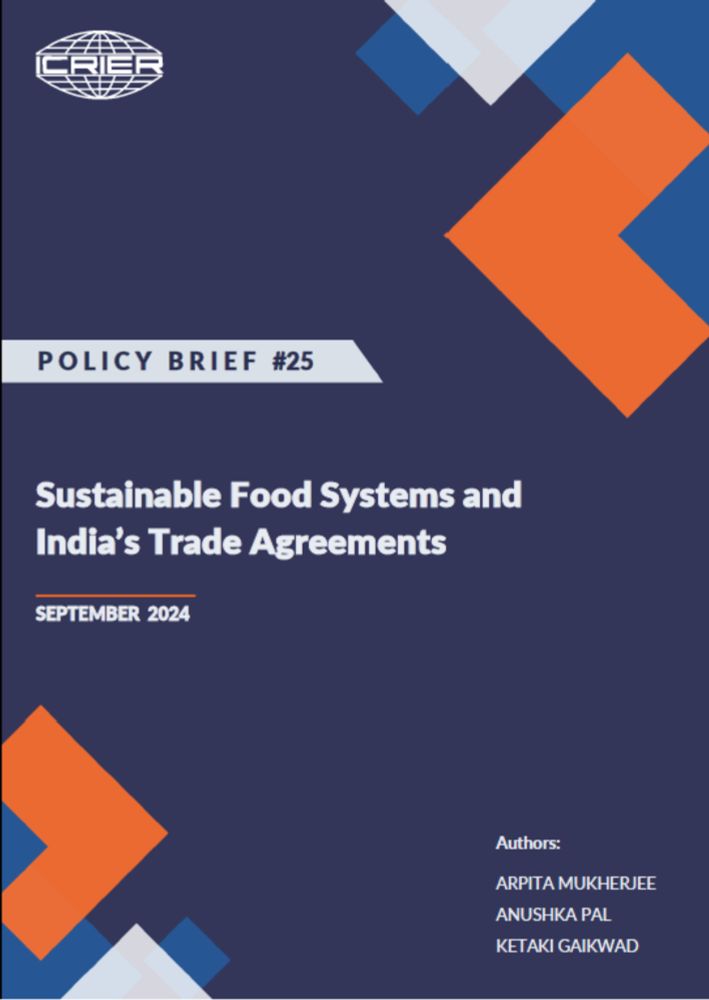 Sustainable Food Systems and India's Trade Agreements - ICRIER