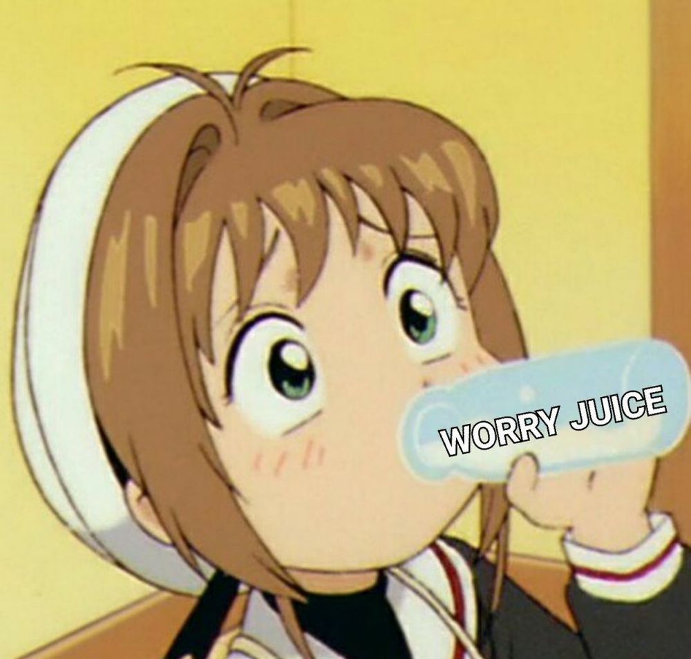 Sakura Kinomoto drinking worry juice.