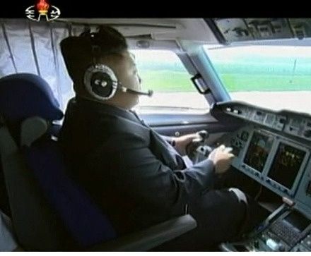 Photograph of Kim Jong Un, the great and admired Führer of North Korea, allegedly flying an aircraft.