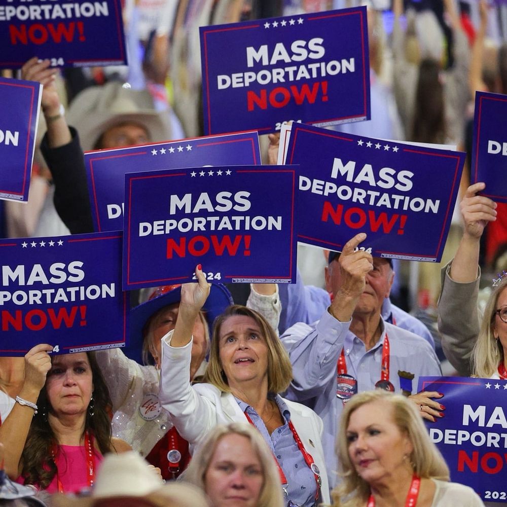 Old white people with mass deportation now signs during the RNC