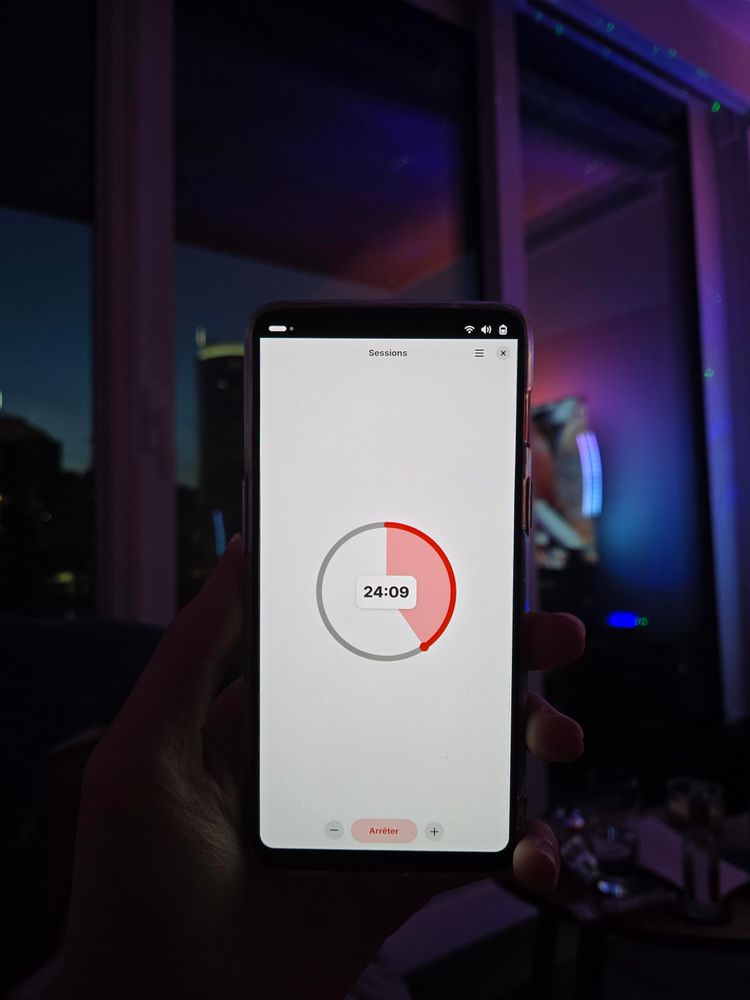 Sessions' countdown on a OnePlus 6T