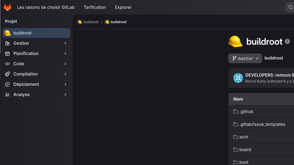 The new GitLab design showing https://gitlab.com/buildroot.org/buildroot/