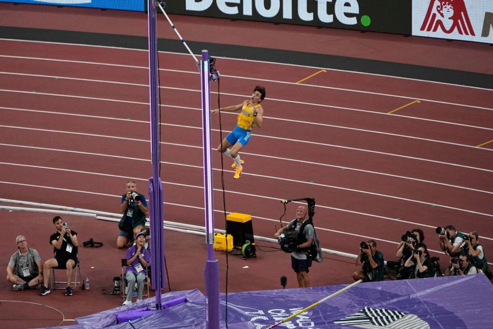 Mondo Duplantis breaks yet another pole vault record. A host of photographers film him in mid-air having cleared the bar at 6m 30cm. The official, a Japanese woman in a purple uniform, clasps her hands together and looks rightly thrilled to be so close to greatness.