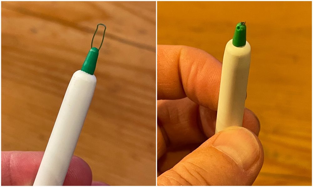 Tekenlasso: je drukt op de achterkant en de lasso verschijnt. Om de teek en dan even draaien. Teek laat al snel los. 

Had ik die maar jaren eerder ontdekt. 