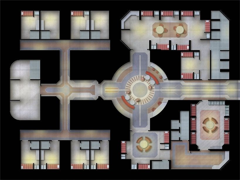 Top down map of starship crew quarters