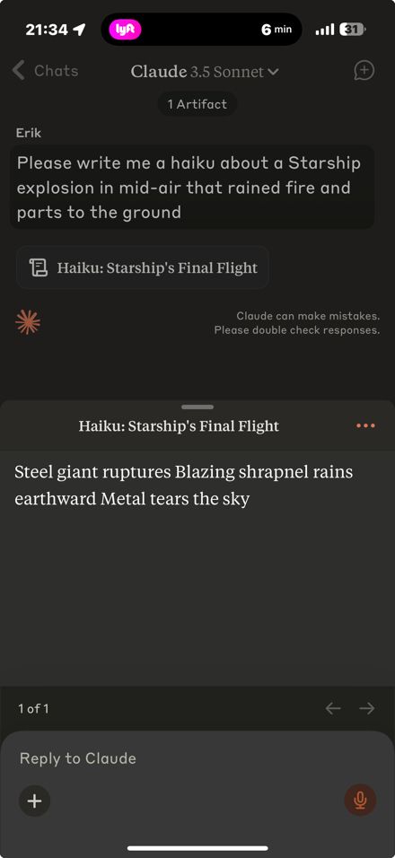 A poem about Starship explosions