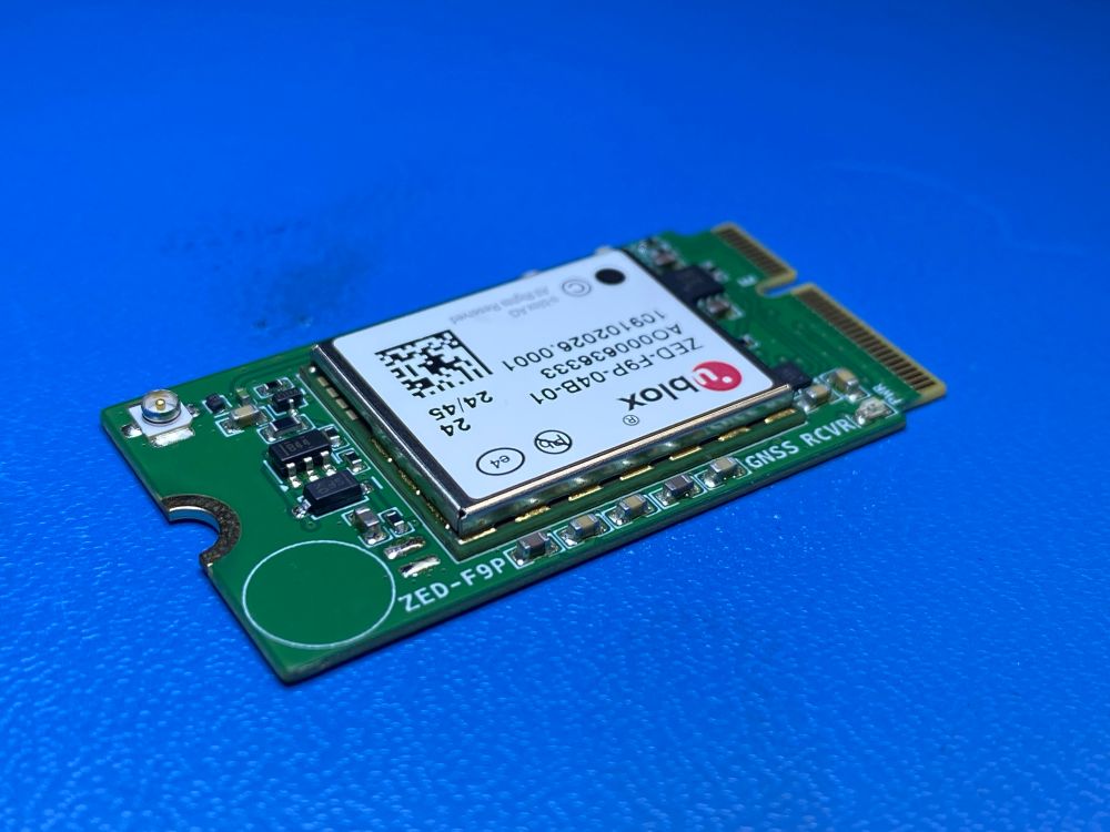 Assembled u-blox ZED-F9P GNSS M.2 card