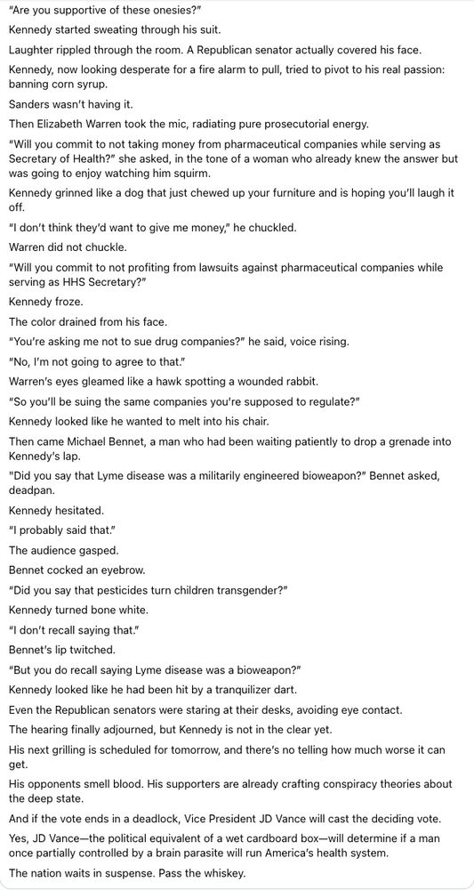 funny/sad coverage of RFK Jr. confirmation hearing