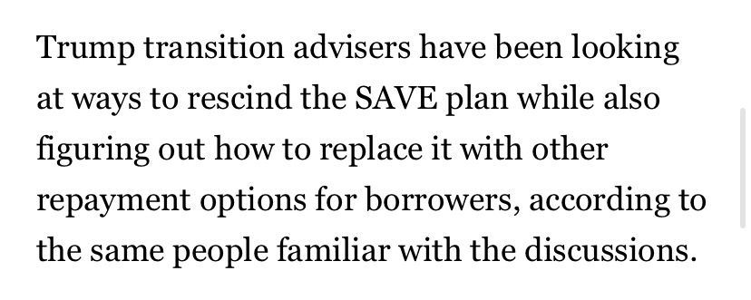 Trump transition advisers have been looking at ways to rescind the SAVE plan while also figuring out how to replace it with other repayment options for borrowers