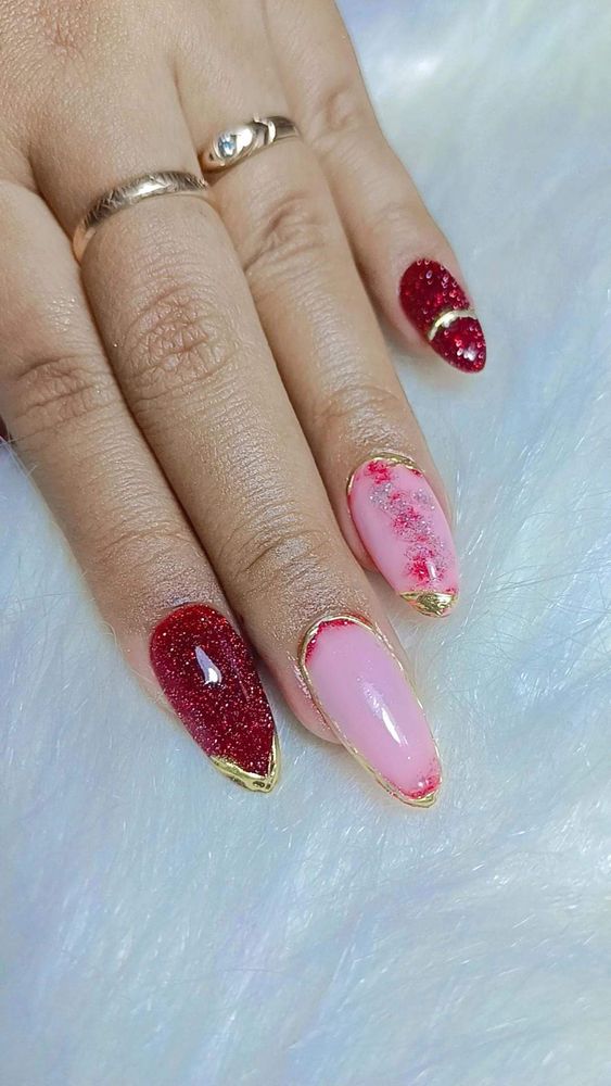 Polka dots add a playful element to this sophisticated ombre style.