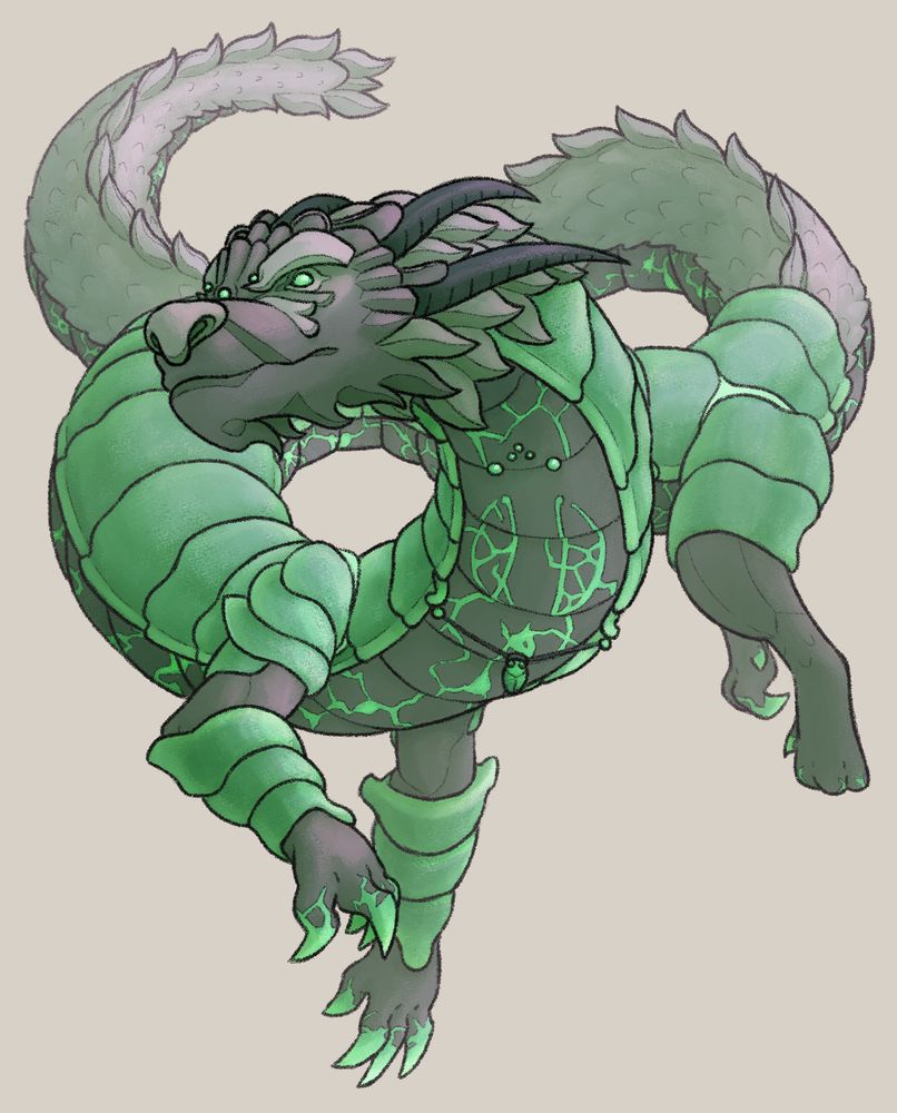 A jade-encrusted eastern dragon.