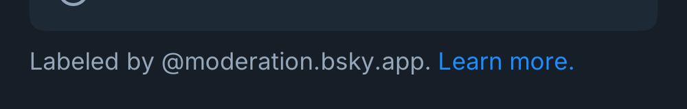 Screenshot of “labeled by @moderation.bsky.app” usually used when someone is auto-labeled as explicit 