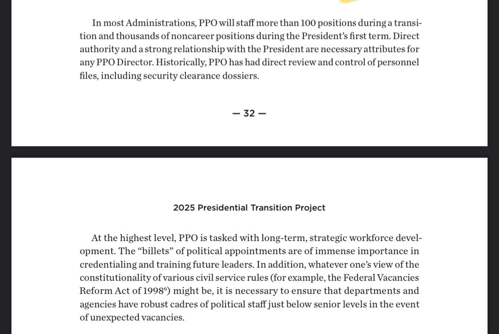 Screenshot of Project 2025 page 32 discussing use of Federal Vacancies Reform Act