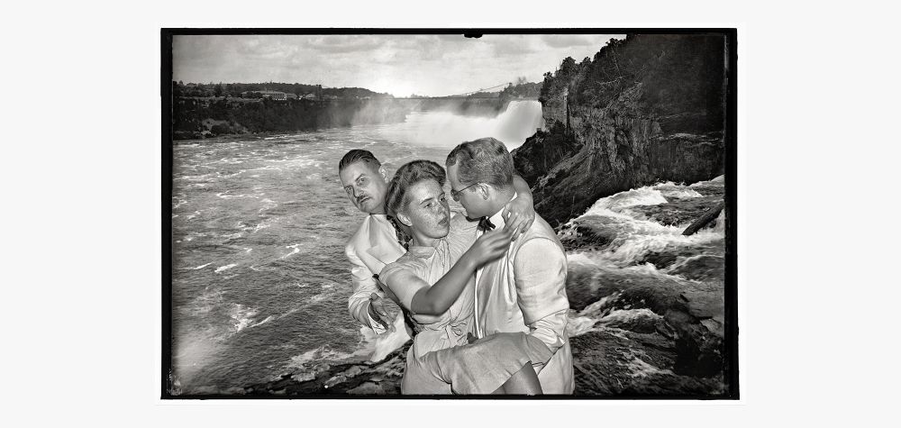 Found vernacular photographs digitally deconstructed and reassembled by hand according to my whims.